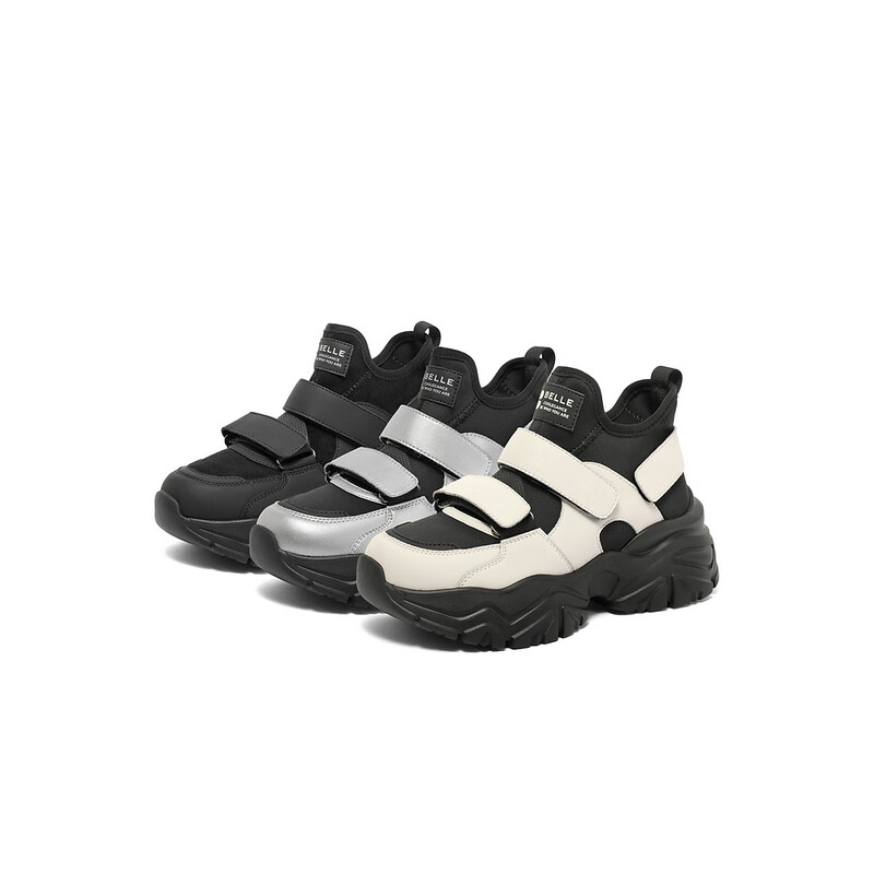 百丽潮酷出街老爹鞋女23冬季新款户外休闲鞋B1509DM3 米白 34