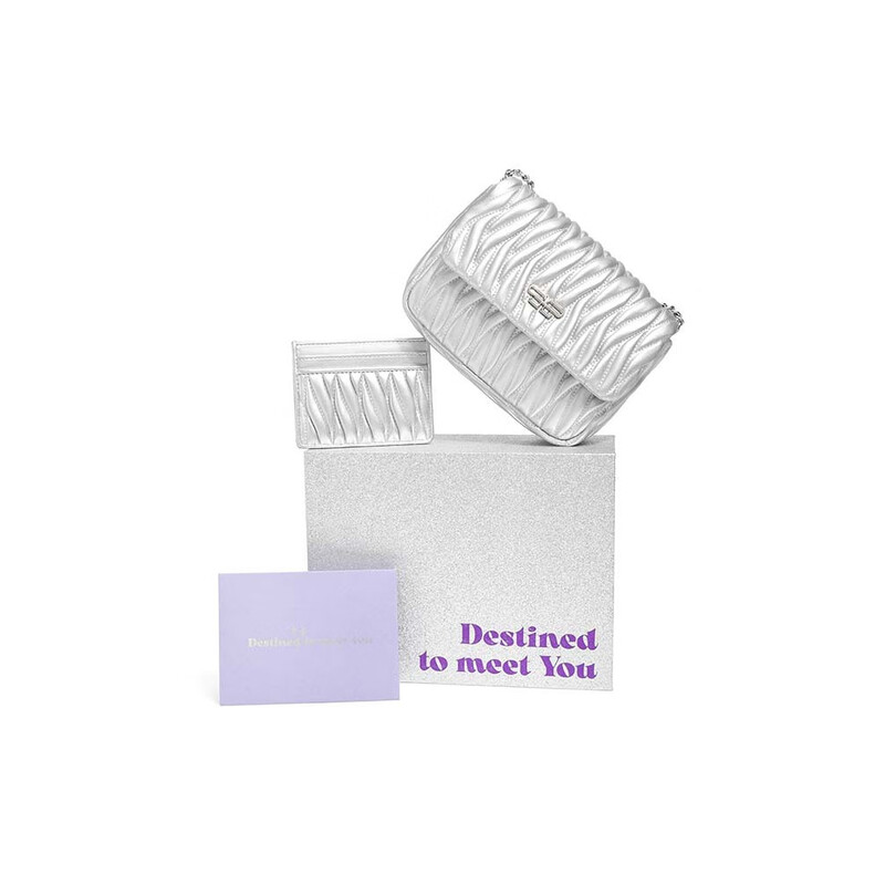 百丽秋季新商场同款褶皱银色高级礼盒款小方包X6895CX3 银色 F