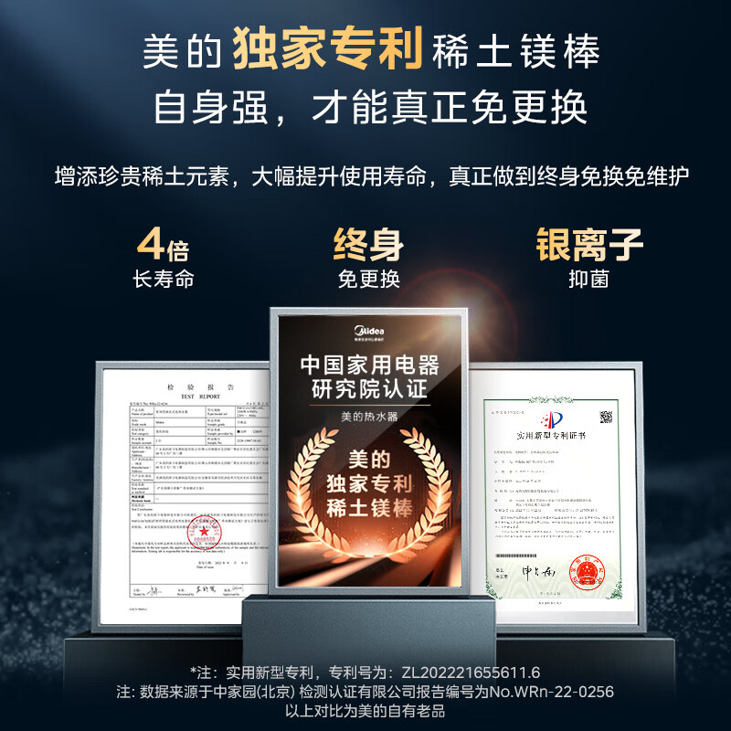 美的（Midea）终身免换镁棒储水式电热水器家用60升3300W/2300W双管变频省电一级能效安全节能智能F6033-JE6(HE)