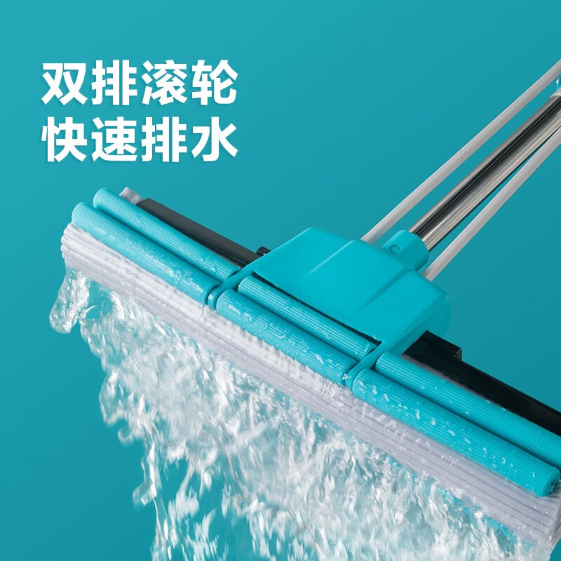 茶花海绵滚轮拖把免手洗2023新款家用拖地神器胶棉吸水地拖 【灰小号】洁境滚轮胶棉拖