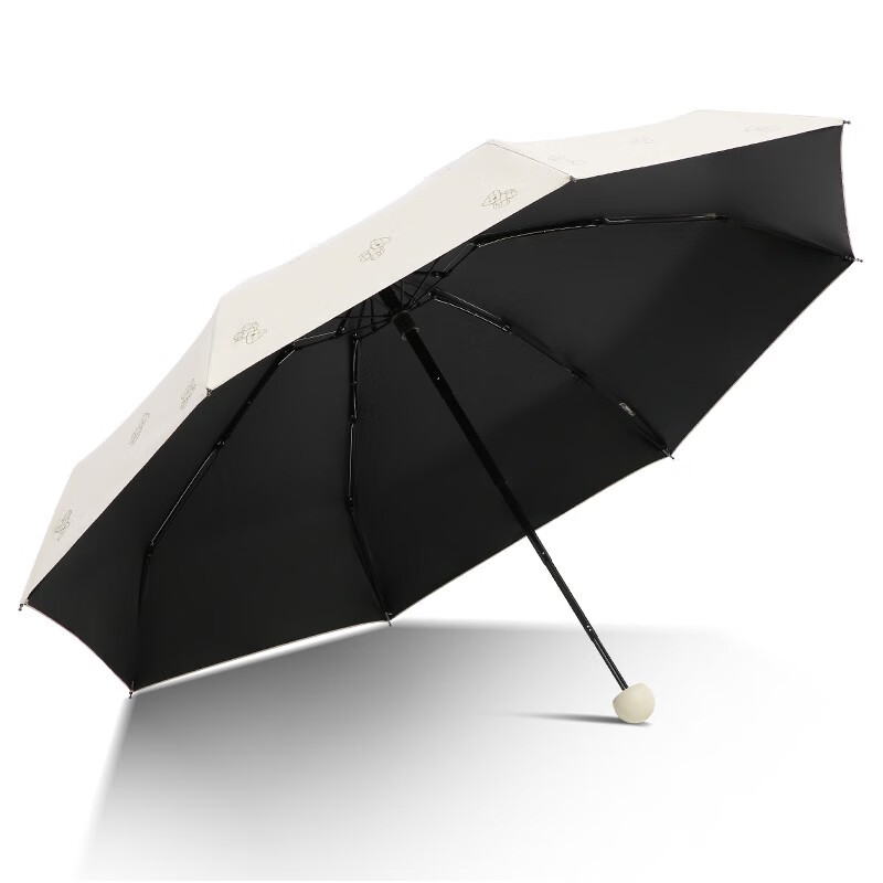 天堂伞五折口袋胶囊伞轻小黑胶防晒防紫外线太阳伞遮阳伞晴雨两用女 甘酪白