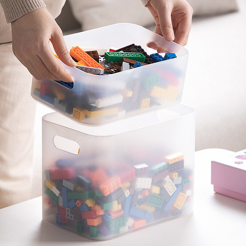 茶花（CHAHUA）茶花收纳盒桌面小盒子收纳格半透明磨砂 美纳带把手收纳盒150005