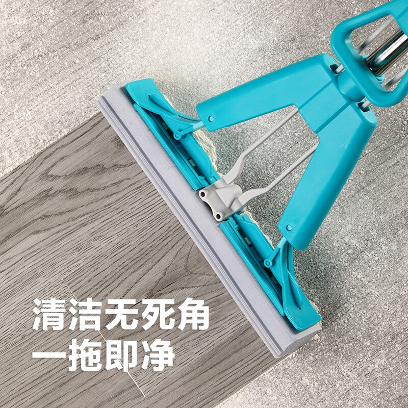 茶花海绵拖把2023新款头对折挤水免手洗拖地胶棉吸水地拖布 【洁境灰】洁境双效对折胶棉拖