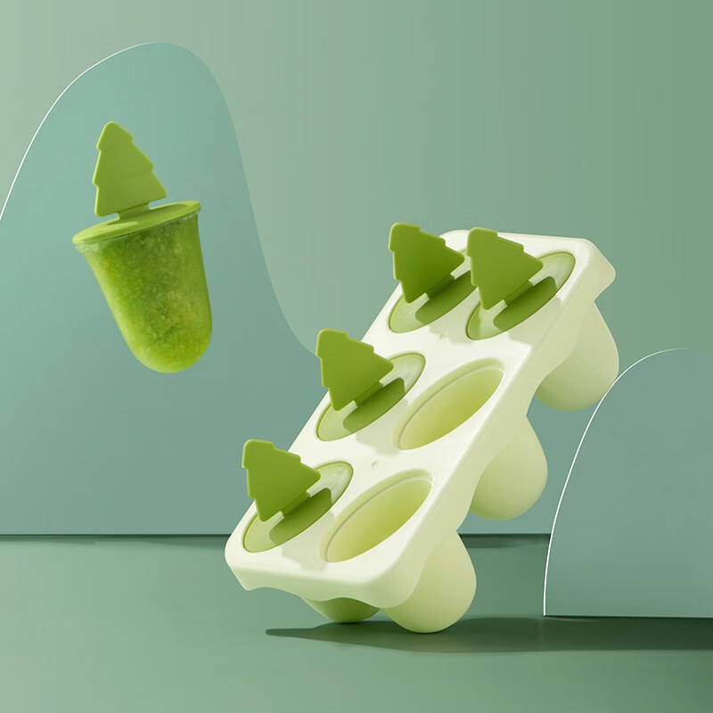 茶花（CHAHUA） 茶花冰淇淋冰棒模冰块盒食品级PP家用冰激凌冰棍冰格自制模具冷冻 【绿色*1个装】乐森趣味冰棒模