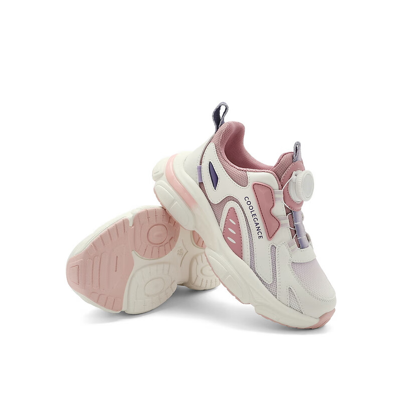 百丽复古老爹鞋童2023秋季新商场同款厚底拼色休闲运动鞋C3110C83 米色/粉色 30