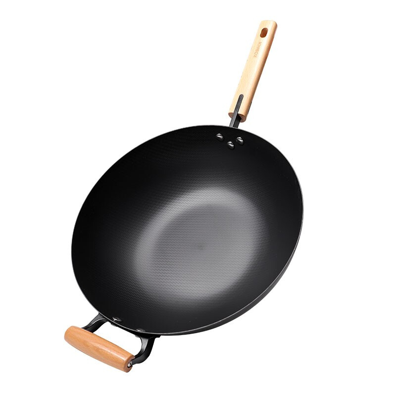 康巴赫铁锅无涂层家用米纹炒锅真防锈耐腐蚀炒菜锅电磁炉煤气灶通用34cm KGW-C34JT