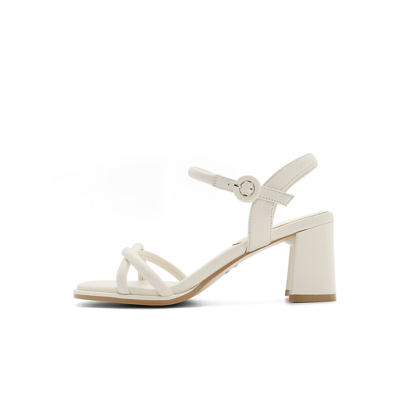 百丽一字带凉鞋女2023夏季新商场同款气质高跟凉鞋Z9L1DBL3 米白 38