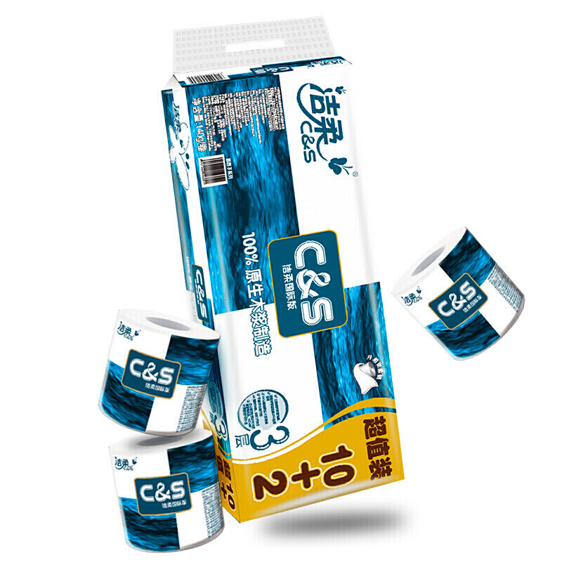 洁柔卷纸 蓝面子柔韧4层140g卫生纸*12卷（国际版 加量装 ）