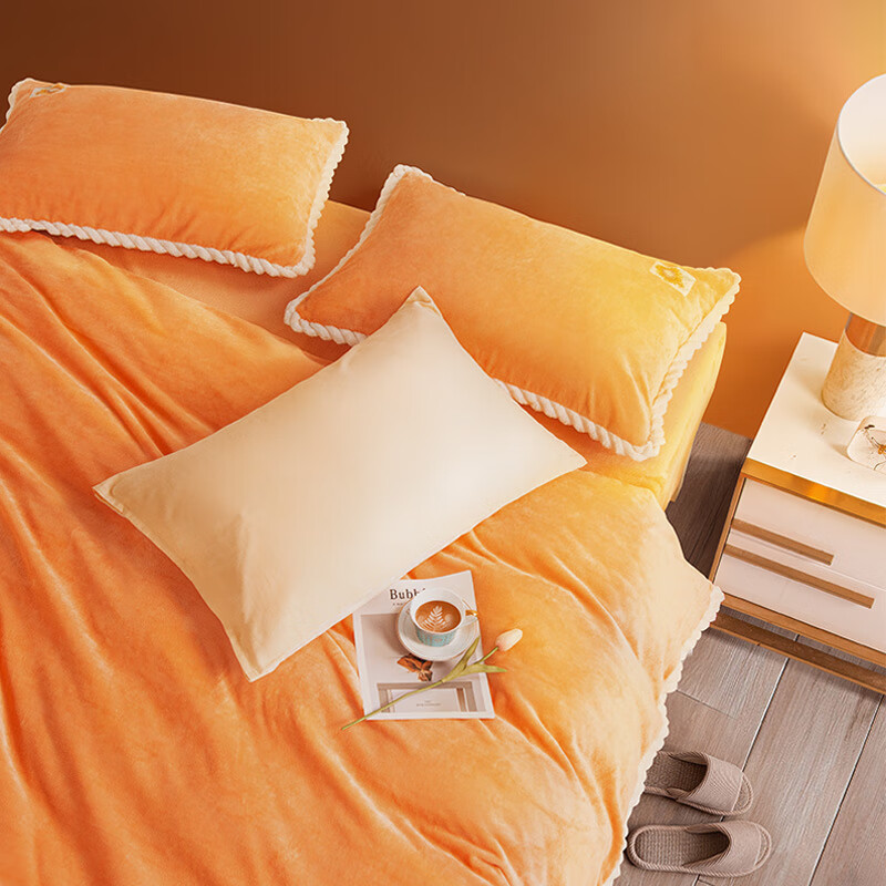 富安娜家纺三件套牛奶绒 单人加厚被套冬季 学生法兰绒保暖床品套件 儿童防静电暖暖绒被套枕套 152*210cm