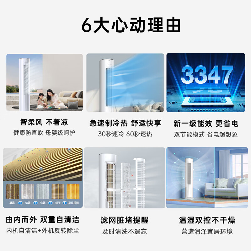 TCL空调大3匹 新一级能效 智柔风 双重自清洁 客厅圆柱立柜式空调 KFR-72LW/AD1a+B1 企业采购