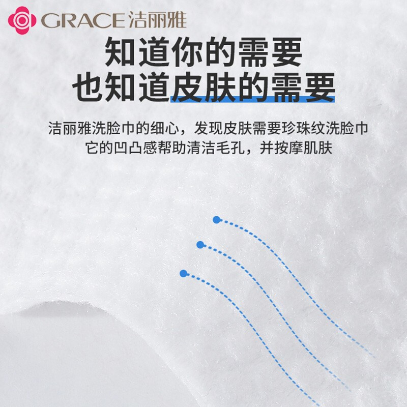 洁丽雅（Grace）棉柔巾居家便携洁面巾一次性洗脸毛巾擦脸巾珍珠纹款3包 80片/包
