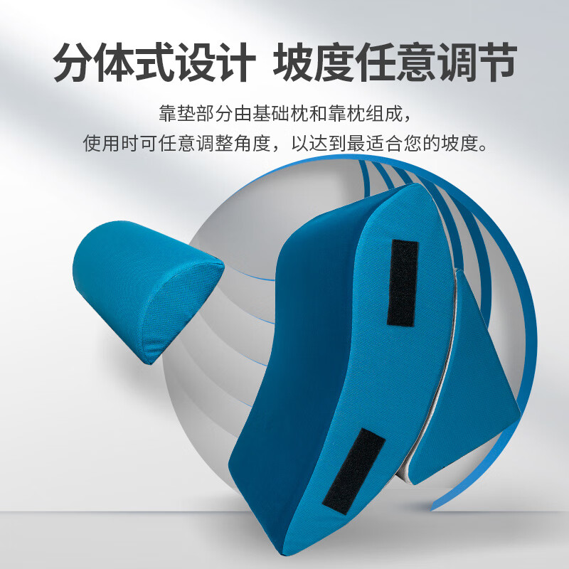 佳奥（JAGO）床头大靠垫沙发三角靠枕护腰垫老人床上看书孕妇靠背记忆棉护腰枕 巨型床头靠垫【藏青升级四件套】