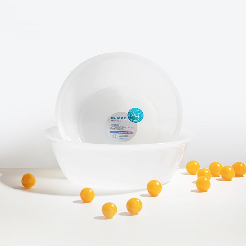 茶花银离子抗菌加厚脸盆塑料脚盆洗PP新生婴儿童大小脸盆洗菜盆 【抗菌款大号】方盆