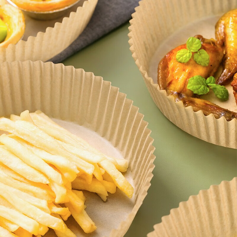 茶花（CHAHUA）空气炸锅纸垫硅油纸锅子锡纸烤箱专用纸食物食品级家用烘焙纸 【共120只】大号3包