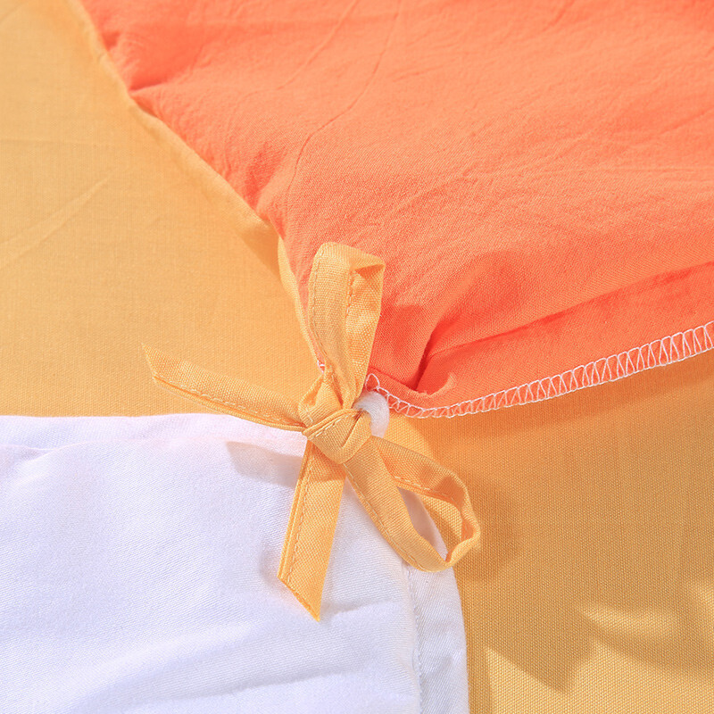富安娜家纺水洗棉四件套纯棉 100%全棉床品套件套 纯色简约单双人床单被套 暖茶1米5/1米8床(203*229cm)橙色