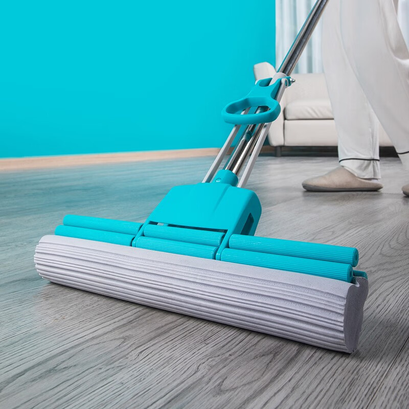 茶花海绵拖把2023新款头对折挤水免手洗拖地胶棉吸水地拖布 【洁境灰】洁境双效对折胶棉拖