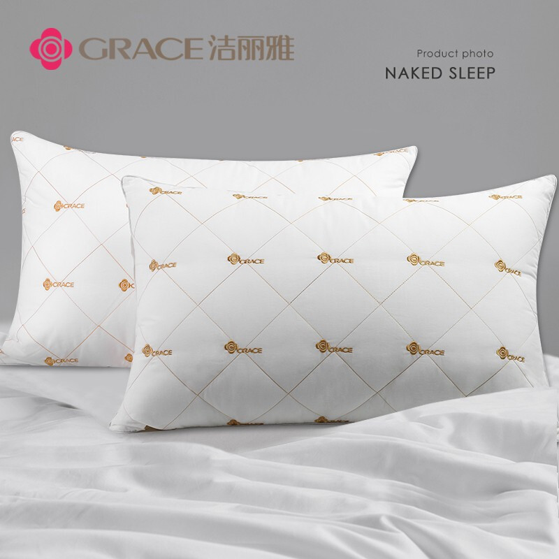 洁丽雅酒店枕头成人全棉面料枕头芯纤维软枕芯 恬心枕 74*48cm单只装