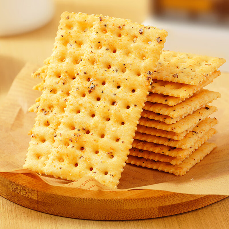 满格华夫黑松露火腿苏打饼干三色藜麦奇亚籽风味薄脆饼整盒300g休闲零食 黑松露苏打饼干300g*1盒