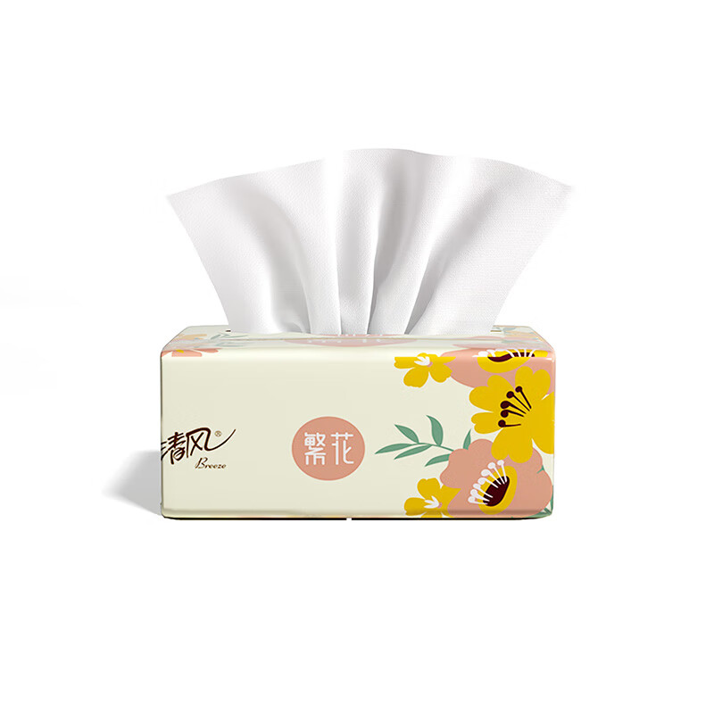 清风繁花系列3层100抽12包装软抽纸