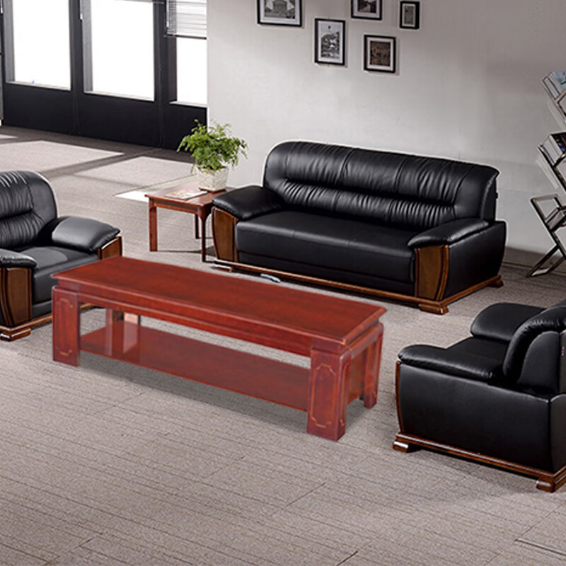 臻远ZYJJ-80279办公沙发茶几组合办公室简约会客沙发 西皮3+1+长茶几