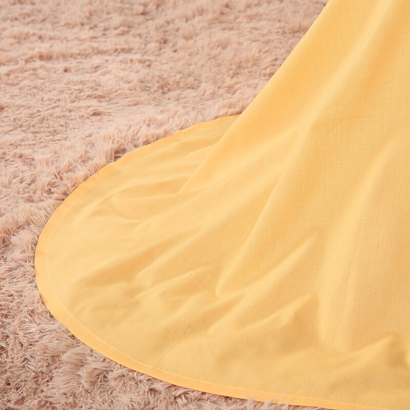 富安娜家纺水洗棉四件套纯棉 100%全棉床品套件套 纯色简约单双人床单被套 暖茶1米5/1米8床(203*229cm)橙色