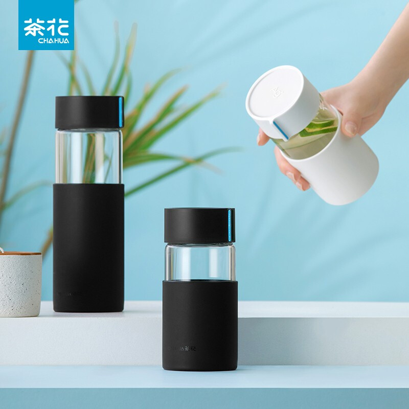 茶花（CHAHUA）欧铂兹*单层抗菌玻璃杯310ml水杯茶杯抗菌 310ml 黑色