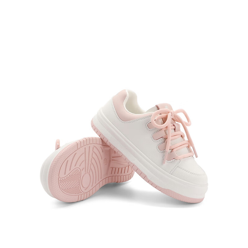 百丽撞色板鞋童2023秋季新商场同款百搭舒适小白鞋A3205C83 白色 30