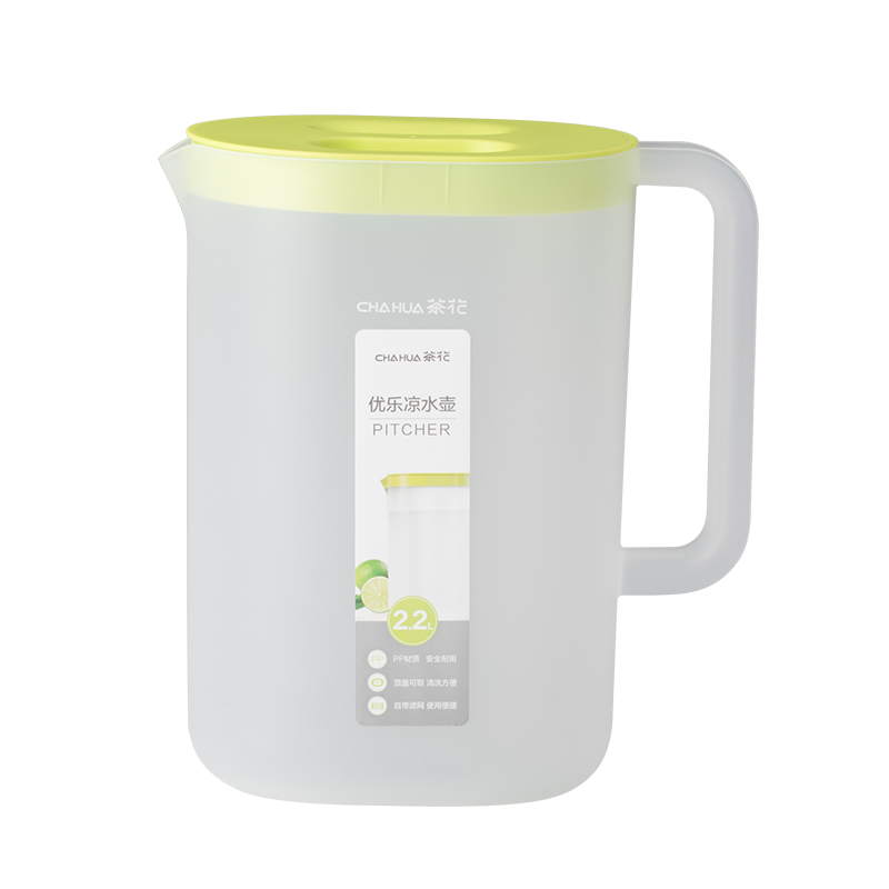 茶花（CHAHUA）茶花冷水壶 塑料大容量透明凉水壶凉水杯果汁壶冷饮壶 【2.2L】优乐凉水壶L-透明白