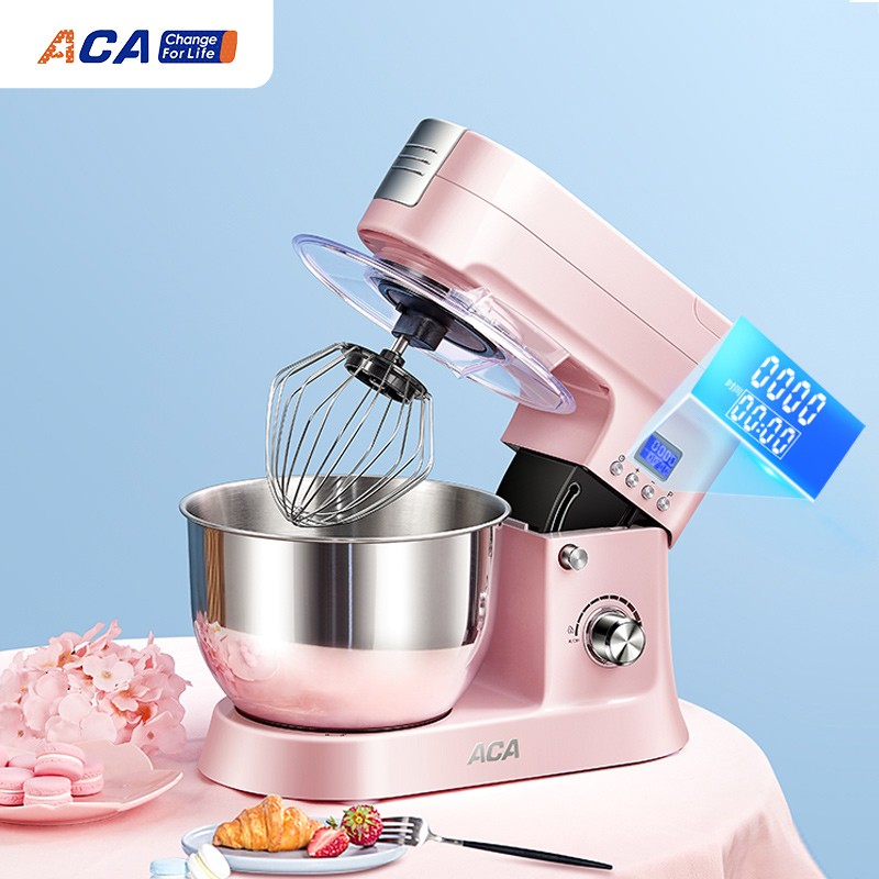 北美电器（ACA）厨师机家用和面机揉面机打蛋器全自动多功能搅拌机ASM-PE1210A（粉色）