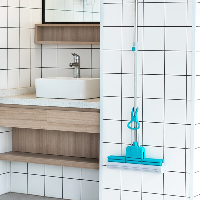 茶花海绵滚轮拖把免手洗2023新款家用拖地神器胶棉吸水地拖 【灰小号】洁境滚轮胶棉拖