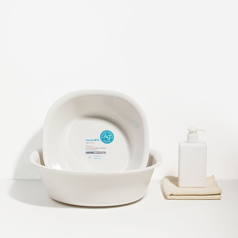 茶花银离子抗菌加厚脸盆塑料脚盆洗PP新生婴儿童大小脸盆洗菜盆 【抗菌款大号】方盆