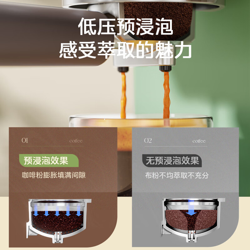 美的（Midea）咖啡机 云朵奶泡咖啡机 复古家用咖啡机意式半自动 意式浓缩泵压式 MA-KFE05