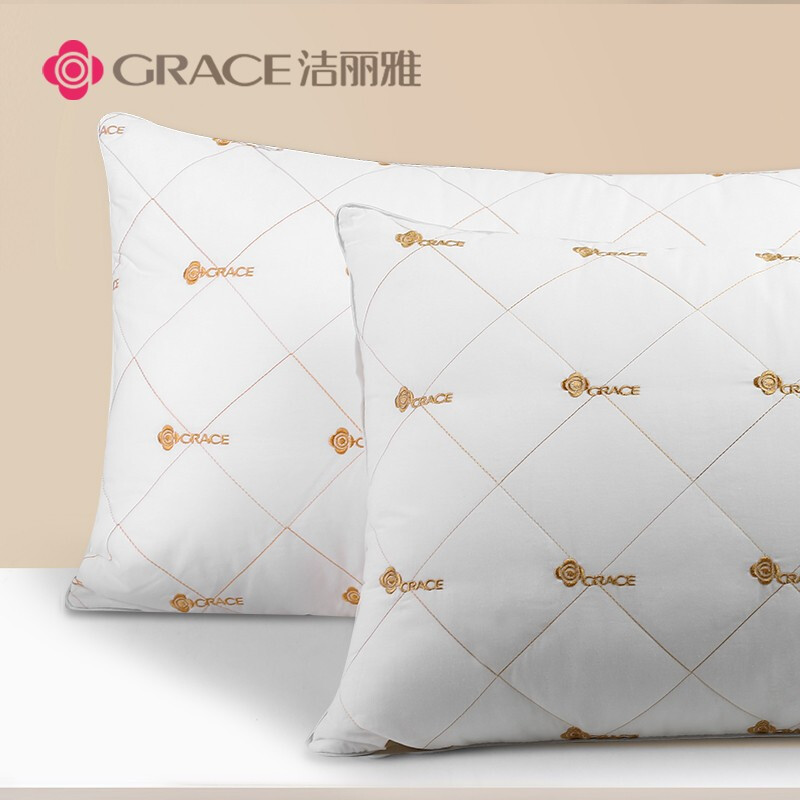 洁丽雅酒店枕头成人全棉面料枕头芯纤维软枕芯 恬心枕 74*48cm单只装