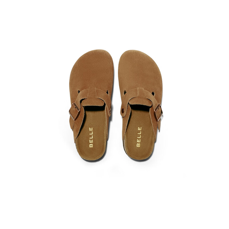 百丽慵懒勃肯鞋男鞋2023夏季新款外穿一脚蹬包头拖A1076BT3 土黄 39