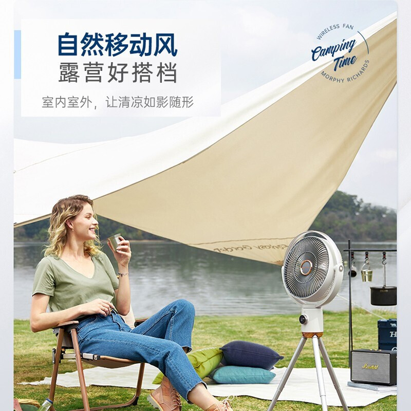 摩飞电器（Morphyrichards）电风扇 家用台式落地扇 7叶变频节能轻柔音风扇 一级能效立式伸缩便携电扇 MR3800 白