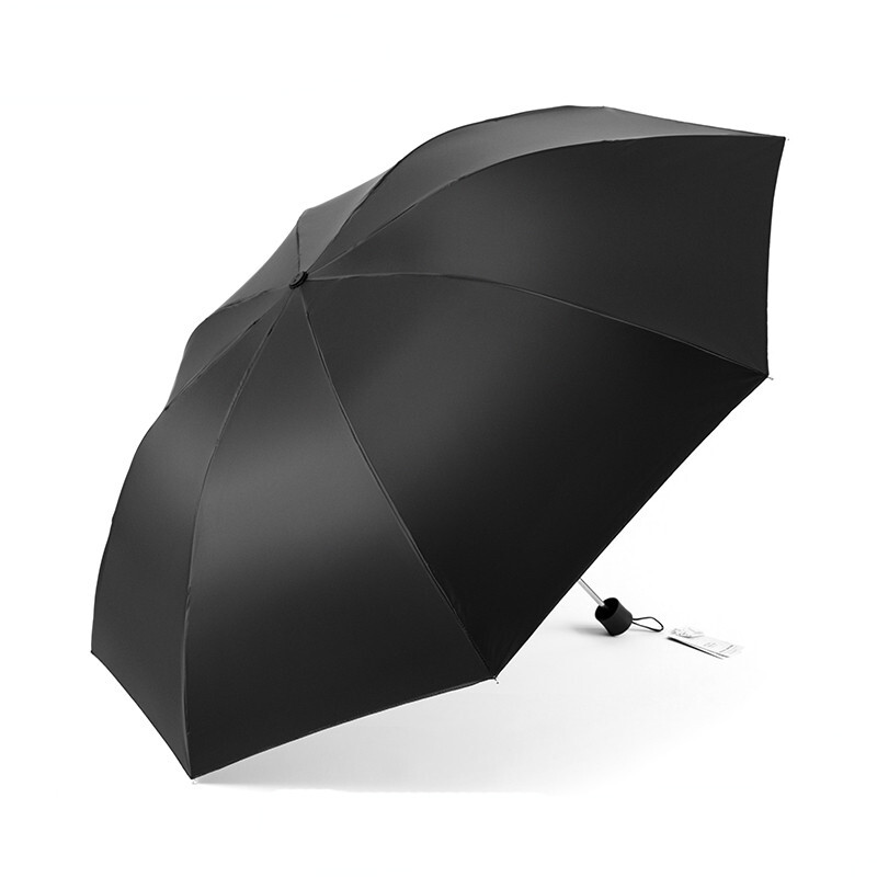 天堂伞 30965DLN 全遮光防晒加大三折晴雨伞 黑色/把