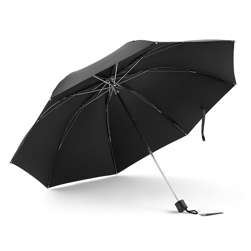 天堂伞 30965DLN 全遮光防晒加大三折晴雨伞 黑色/把
