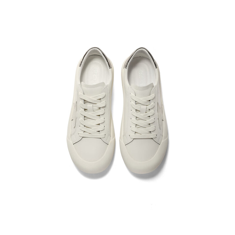 百丽时尚星星板鞋男2023秋季新款潮搭撞色舒适低帮休闲鞋子A1292CM3 米色 38