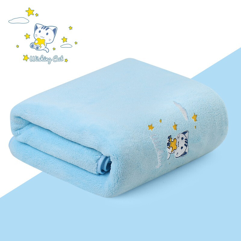 洁丽雅（Grace） 儿童浴巾家用吸水速干宝宝洗澡婴儿新生超柔大童 60*120cm 蓝色