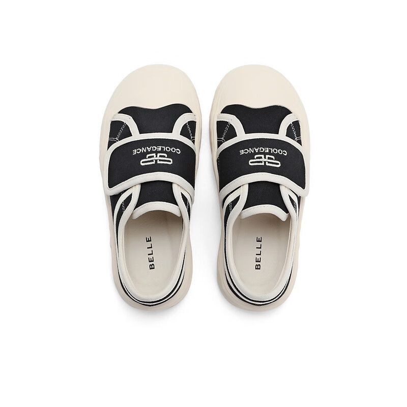 百丽魔术贴休闲鞋童鞋2023春季新商场同款可爱帆布鞋70020A83 黑色 28