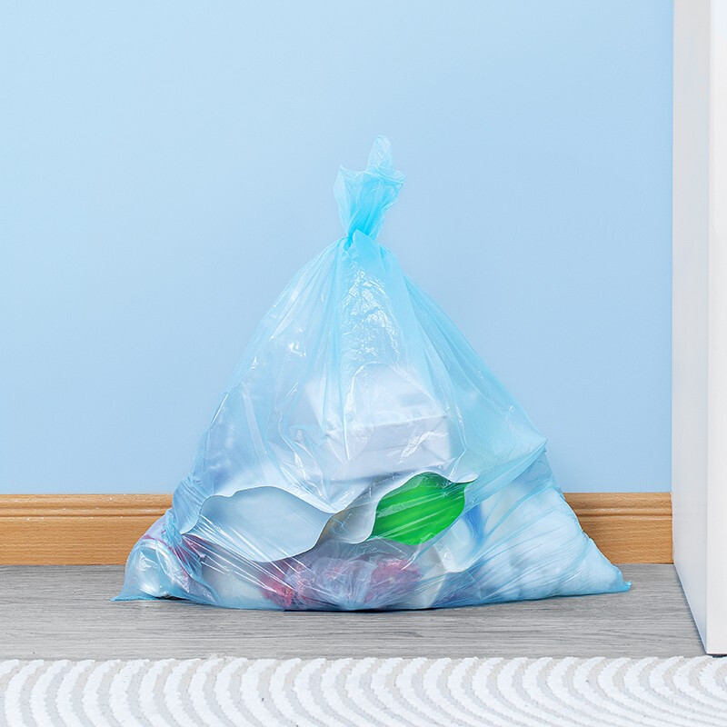 茶花平扣垃圾袋厨房卫生间一次性塑料袋办公室宿舍实用垃圾袋 实用垃圾袋5卷装L20