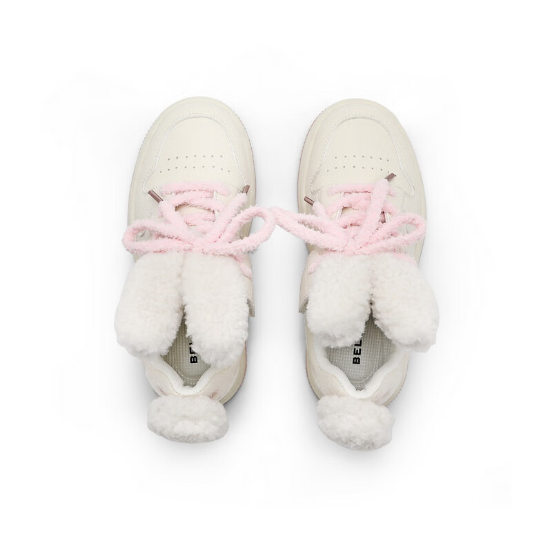 百丽DIY兔耳板鞋童鞋2023春季新商场同款软萌设计小白鞋25270A83 白色 31