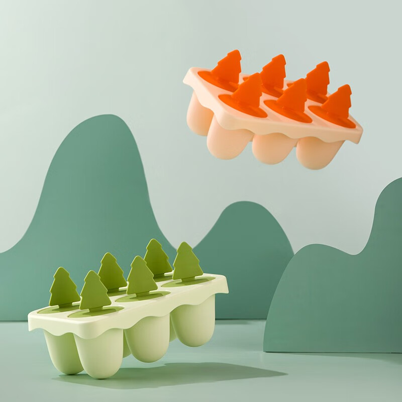 茶花（CHAHUA） 茶花冰淇淋冰棒模冰块盒食品级PP家用冰激凌冰棍冰格自制模具冷冻 【绿色*1个装】乐森趣味冰棒模