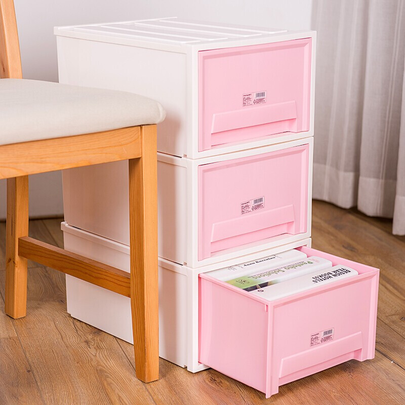 茶花（CHAHUA）茶花抽屉收纳柜塑料收纳箱 【三只装】马卡龙蓝 3层装