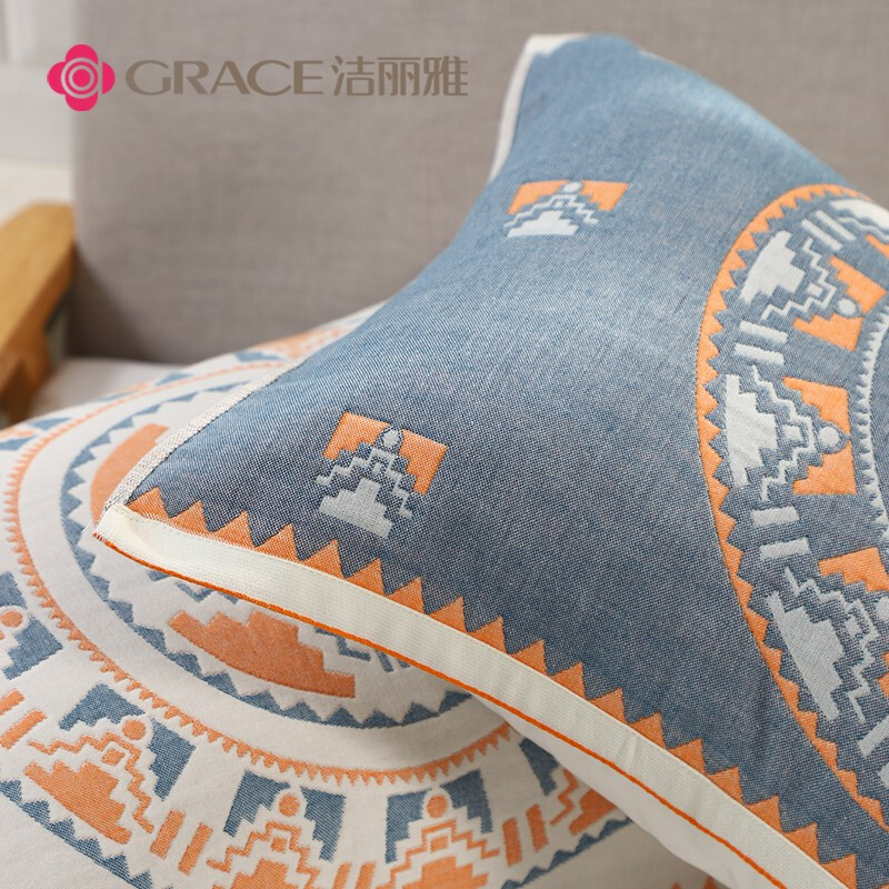 洁丽雅 Grace 新疆棉纯棉枕巾一对装 全棉纱布简约北欧高档枕头巾枕芯盖巾 52*76cm