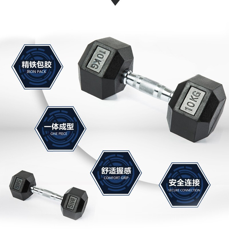 捷瑞特JOROTO美国品牌环保包胶六角哑铃男士家用健身器材 7.5kg/对