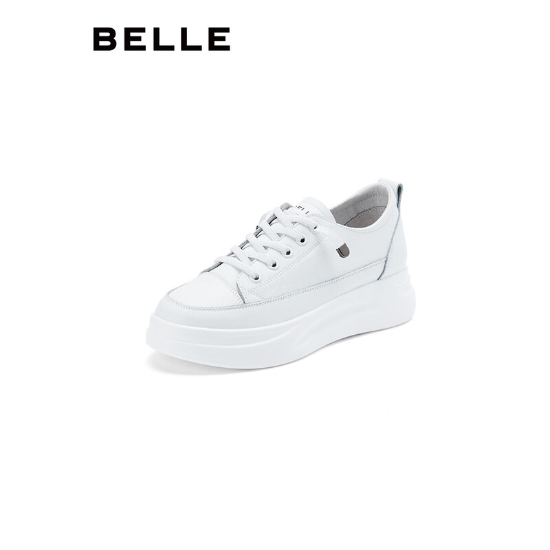 百丽小白鞋女鞋春夏商场新款厚底增高一脚蹬单鞋透气休闲鞋子女预售 白色 37