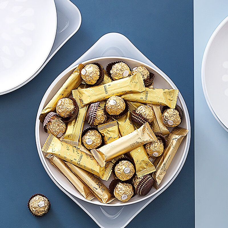 茶花果盘塑料双层糖果盒干果盒水果盘客厅茶几瓜子盘零食盘瓜子盒 【双层】欧铂兹*柠檬组合式果盘