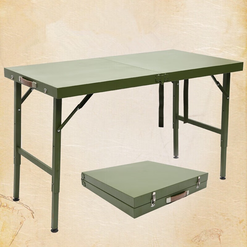 荣兵户外折叠桌便携折叠桌会议行军桌对折军绿指挥作业桌60*120绿色