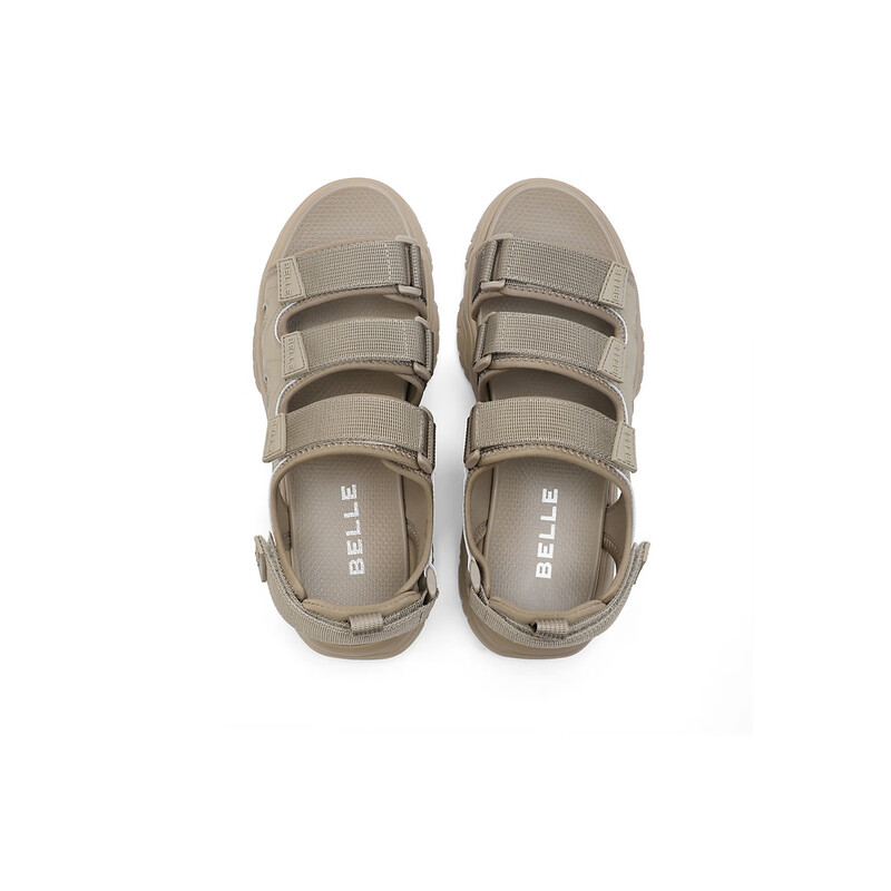 百丽沙滩鞋男鞋2023夏新商场同款魔术贴户外休闲运动凉鞋A1152BL3 杏色 40